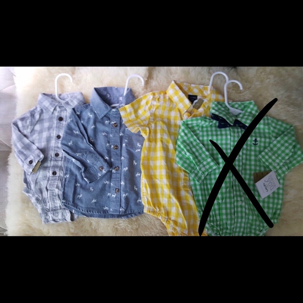 3 checkered tops  -onesies for baby boy